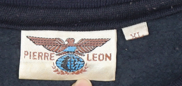 Pierre Leon Blue Unisex Henley Sweatshirt XL
