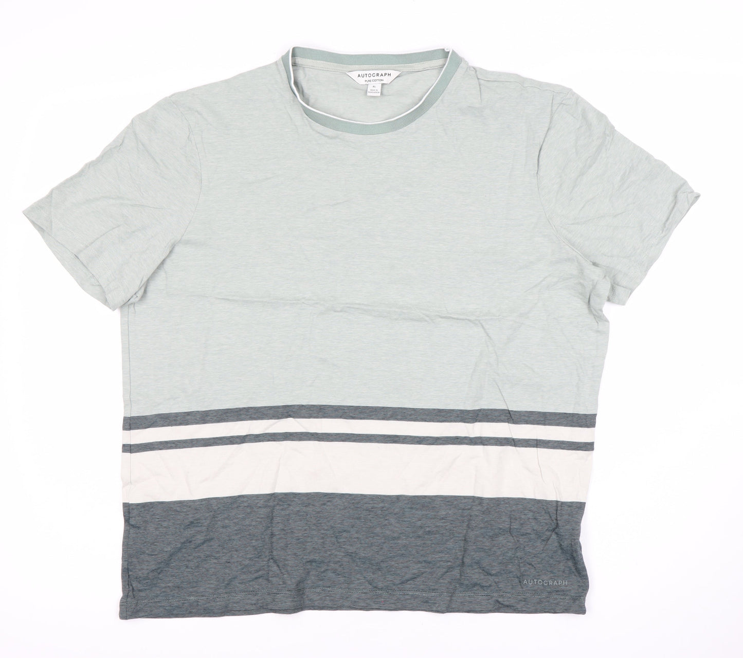 Marks and Spencer Men's Grey XL Striped T-Shirt