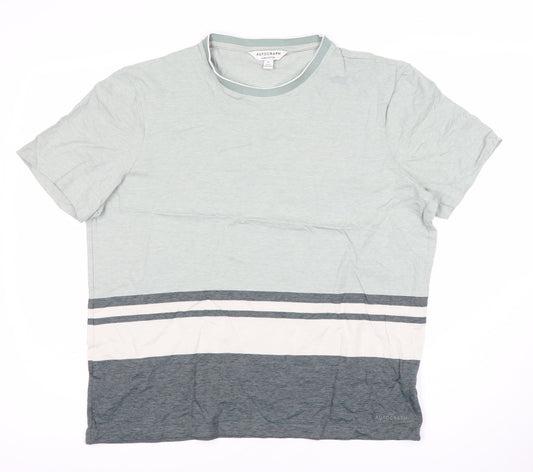 Marks and Spencer Men's Grey XL Striped T-Shirt