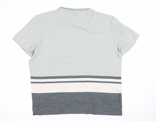 Marks and Spencer Men's Grey XL Striped T-Shirt