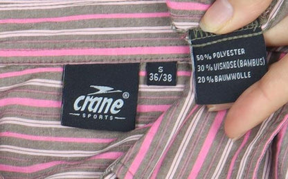 Crane Sports Women's Multicoloured Striped Button-Up Shirt S