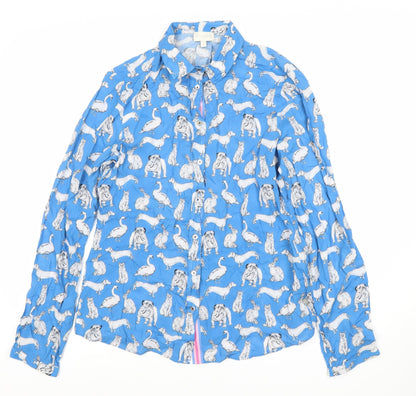 Womens UK Size 6 Milano Blue Basic Button-Up