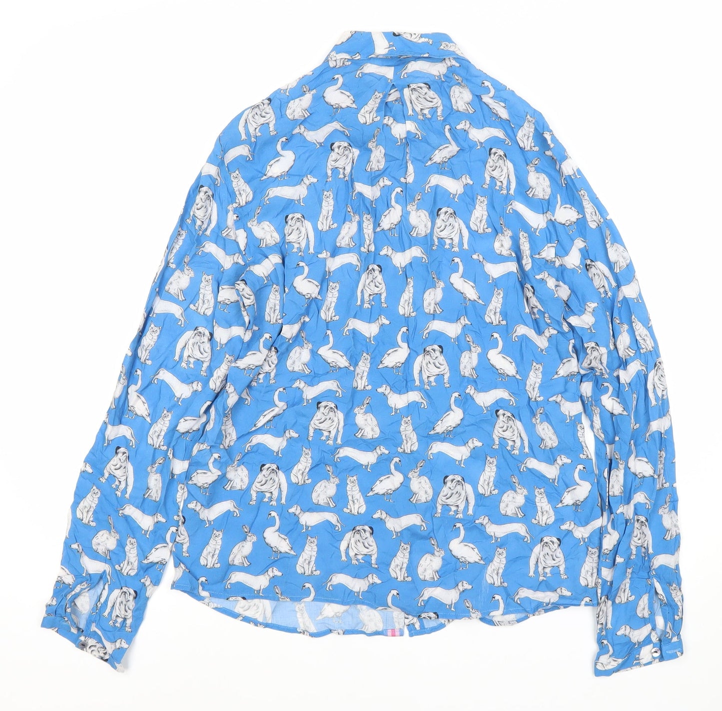 Womens UK Size 6 Milano Blue Basic Button-Up