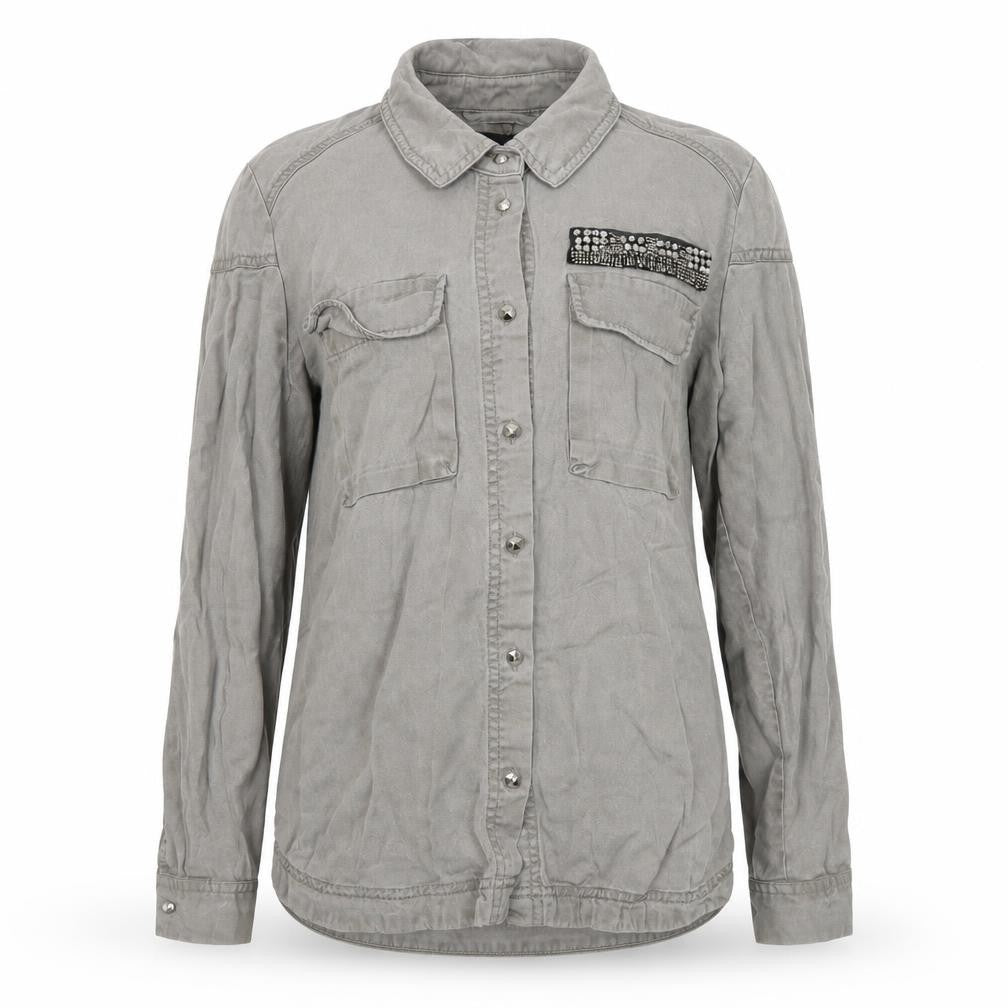 Womens UK Size 6 H&M Grey Basic Button-Up