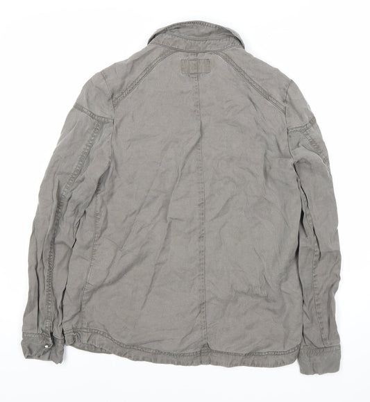 Womens UK Size 6 H&M Grey Basic Button-Up