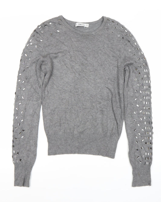 Womens UK Size M Zara Grey Pullover Jumper