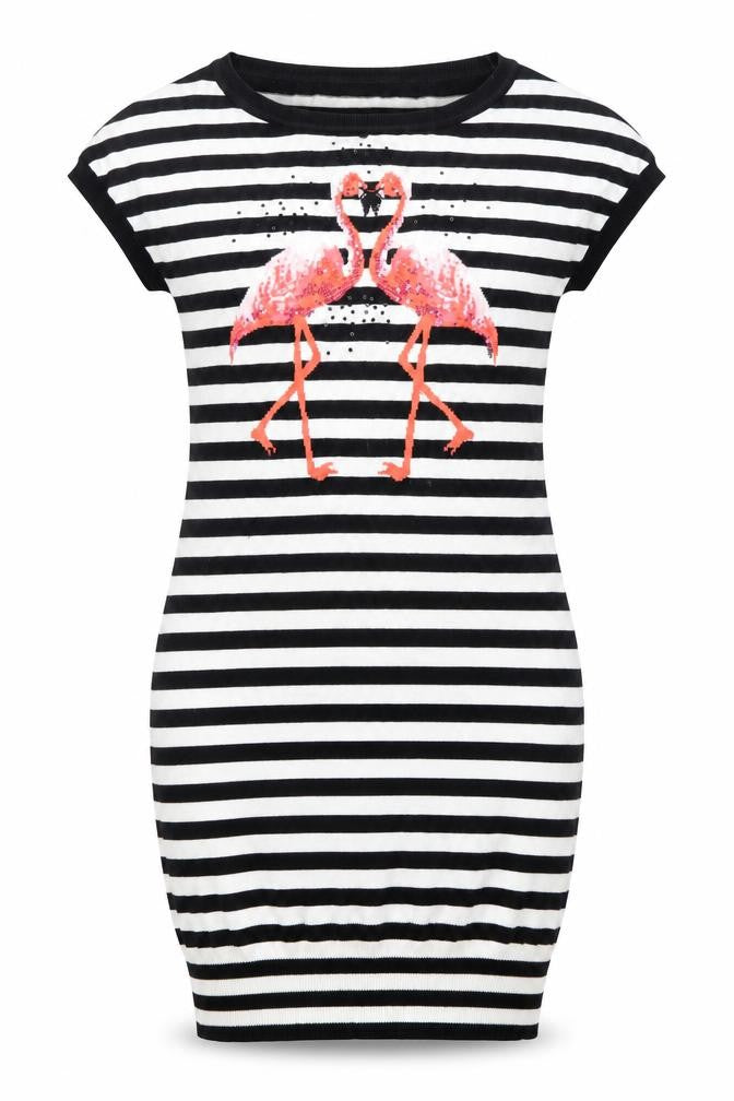 Next Women's Black Striped T-Shirt Dress Size 8
