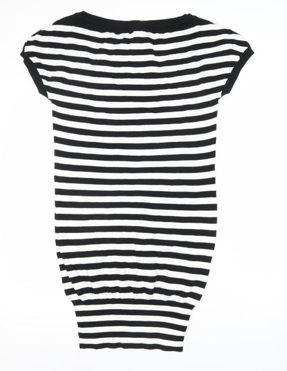 Next Women's Black Striped T-Shirt Dress Size 8