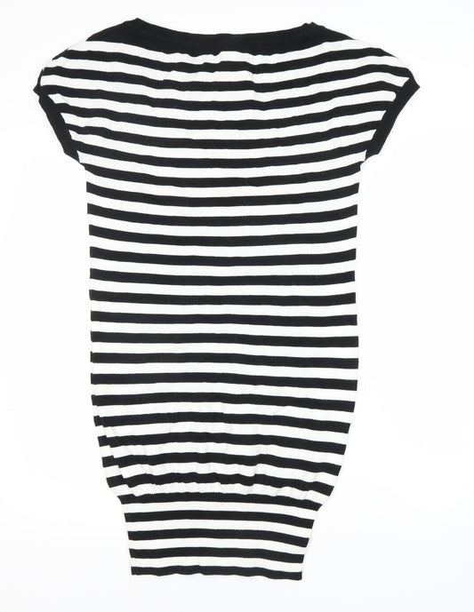 Next Women's Black Striped T-Shirt Dress Size 8