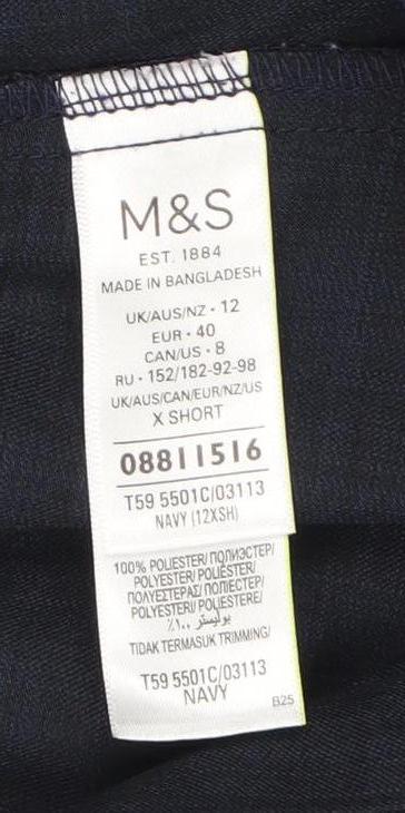 Womens UK Size 12 Marks and Spencer Regular Fit Workwear Blue Trousers