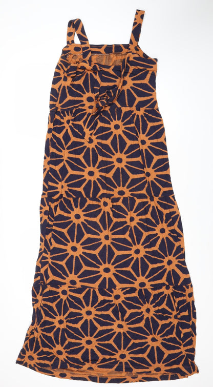 Next Women's Brown Geometric Print Summer Dress Size 10