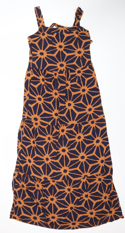 Next Women's Brown Geometric Print Summer Dress Size 10