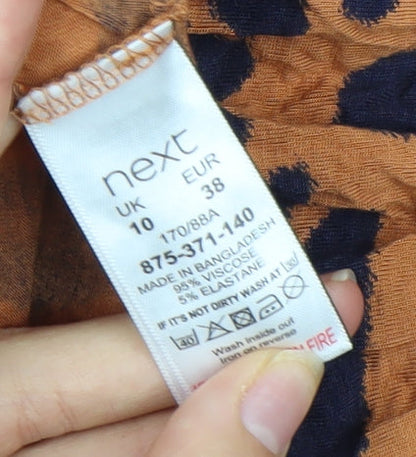 Next Women's Brown Geometric Print Summer Dress Size 10