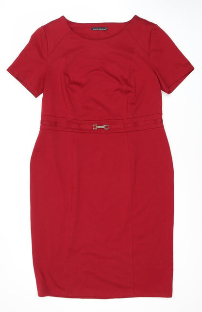 David Emanuel Women's Red Sheath Dress, Size 16