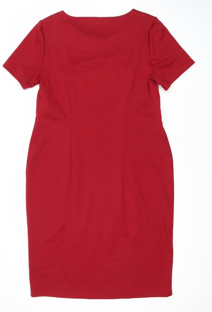 David Emanuel Women's Red Sheath Dress, Size 16