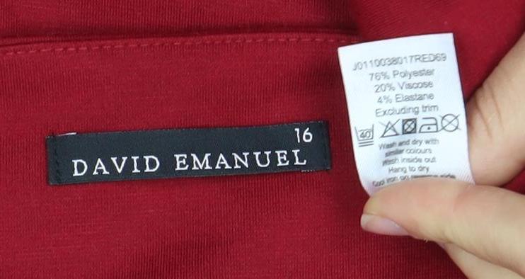 David Emanuel Women's Red Sheath Dress, Size 16