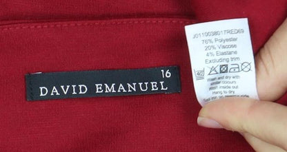 David Emanuel Women's Red Sheath Dress, Size 16