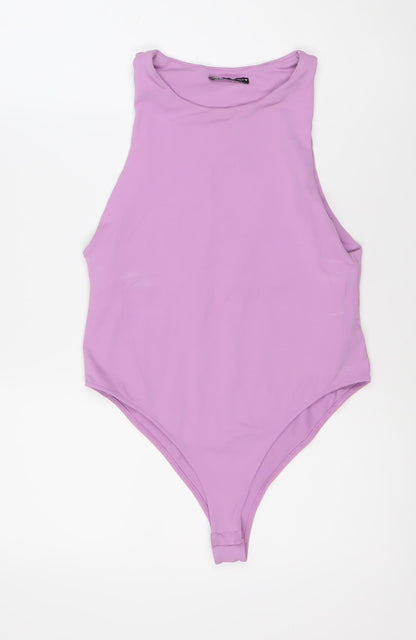 Zara Women's Purple One-Shoulder Bodysuit L
