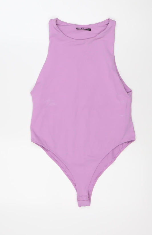 Zara Women's Purple One-Shoulder Bodysuit L
