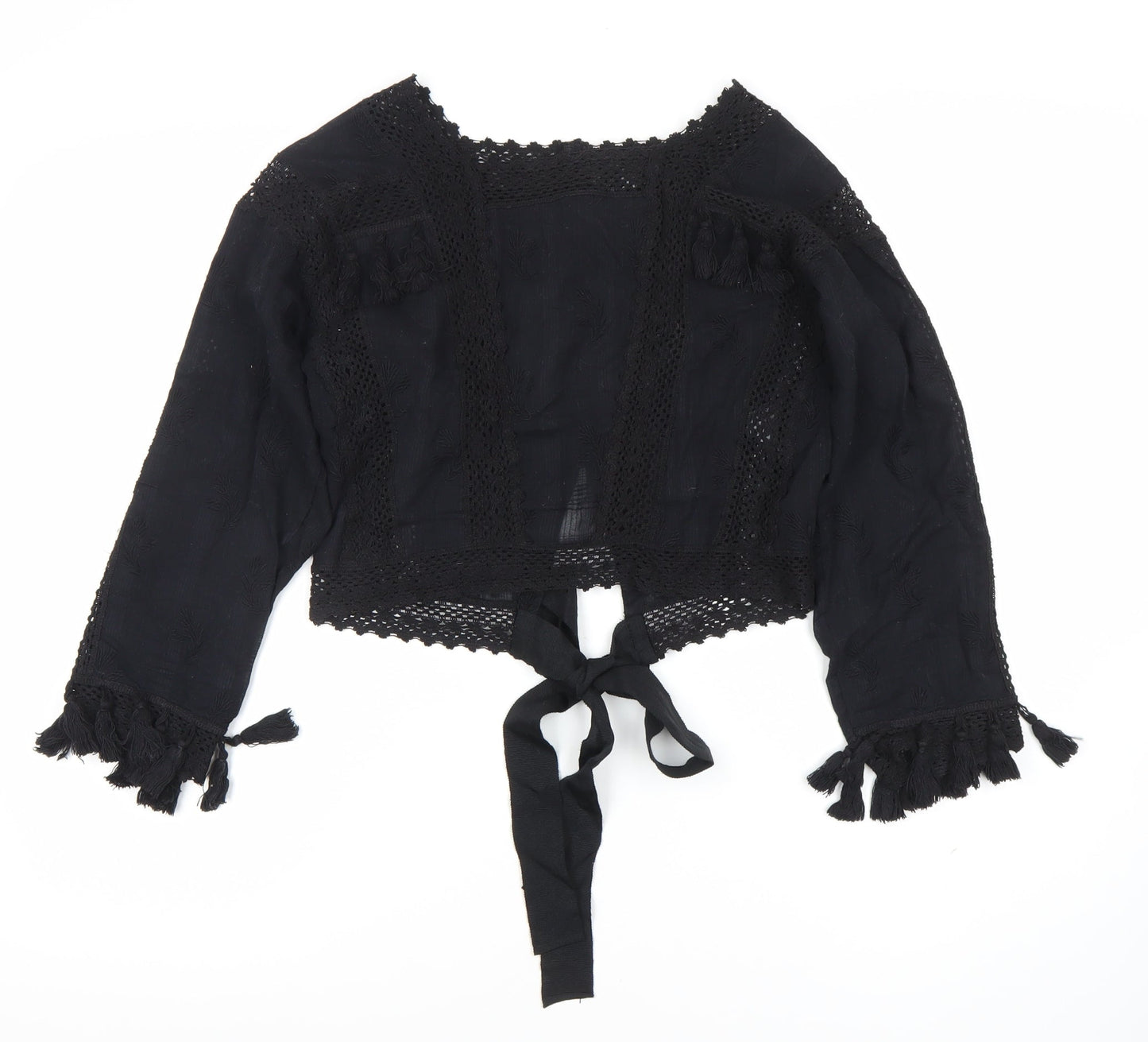 Topshop Women's Black Cropped Top - Size 8