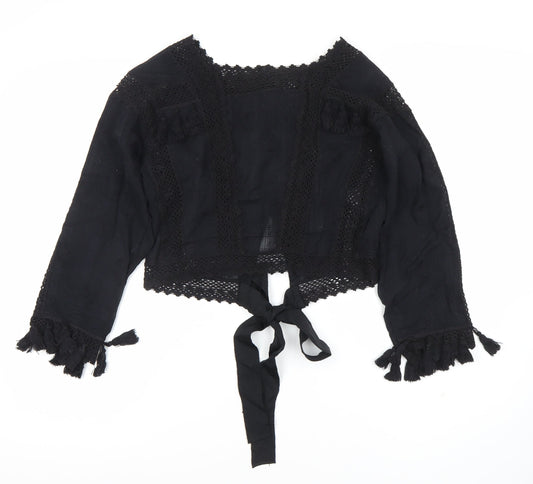 Topshop Women's Black Cropped Top - Size 8