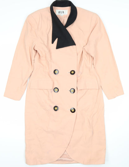 HV8 Women's Pink Long Coat, Size 10, Vintage Button Style