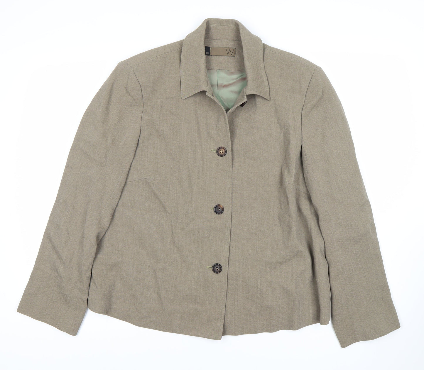 M Women's Brown Wool Blazer, Size 16, Single Breasted