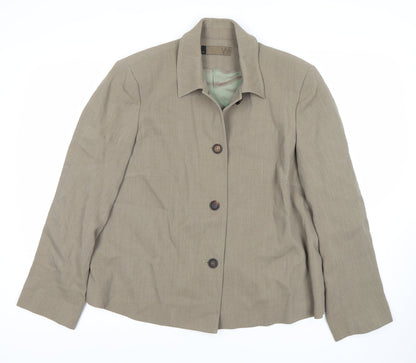 M Women's Brown Wool Blazer, Size 16, Single Breasted
