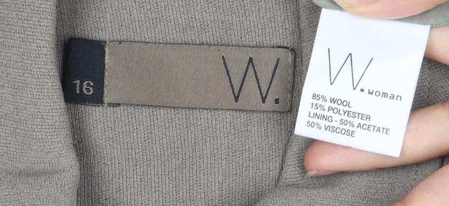 M Women's Brown Wool Blazer, Size 16, Single Breasted