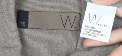 M Women's Brown Wool Blazer, Size 16, Single Breasted