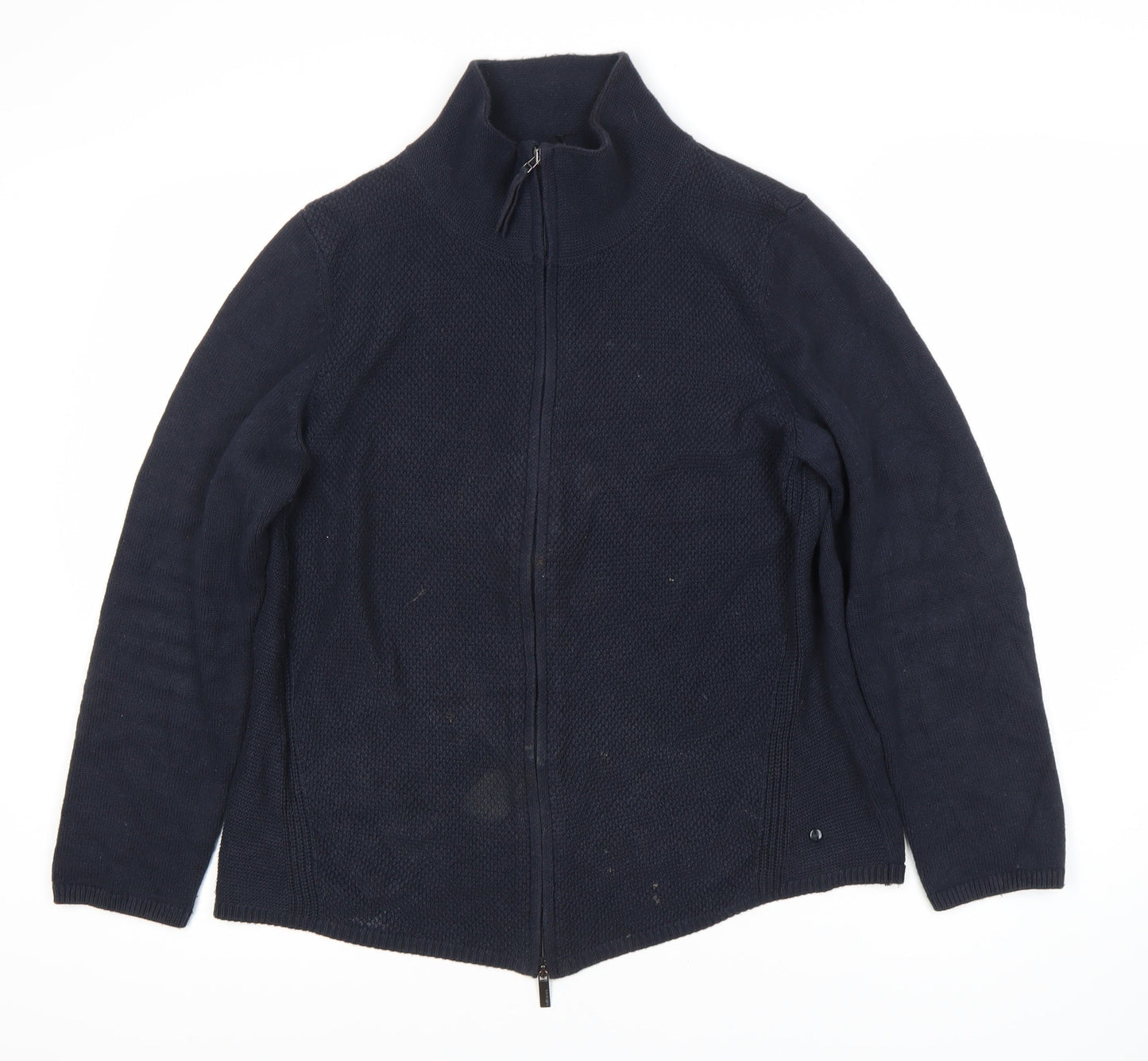 Olsen Women’s Blue Zip Sweatshirt, Size M, High Neck