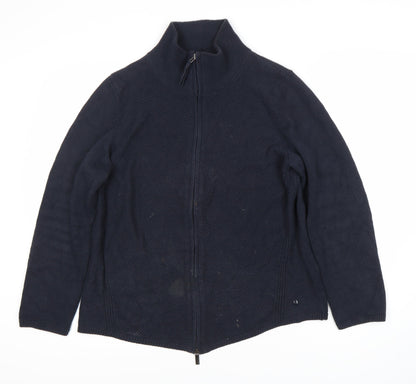 Olsen Women’s Blue Zip Sweatshirt, Size M, High Neck
