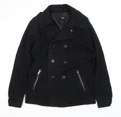 Womens UK Size 14 H&M Black Pea Coat