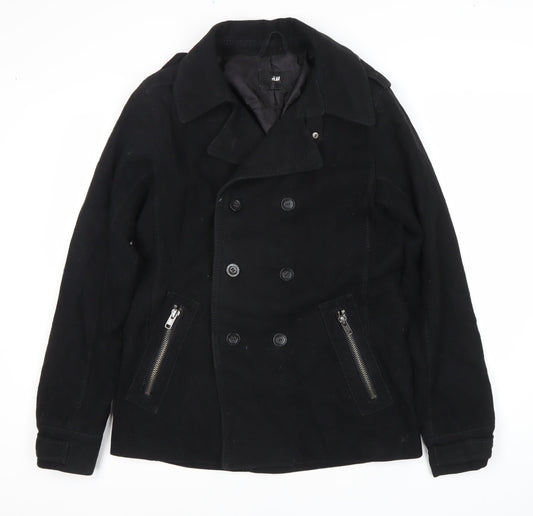 Womens UK Size 14 H&M Black Pea Coat