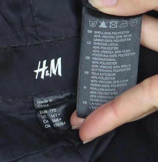 Womens UK Size 14 H&M Black Pea Coat