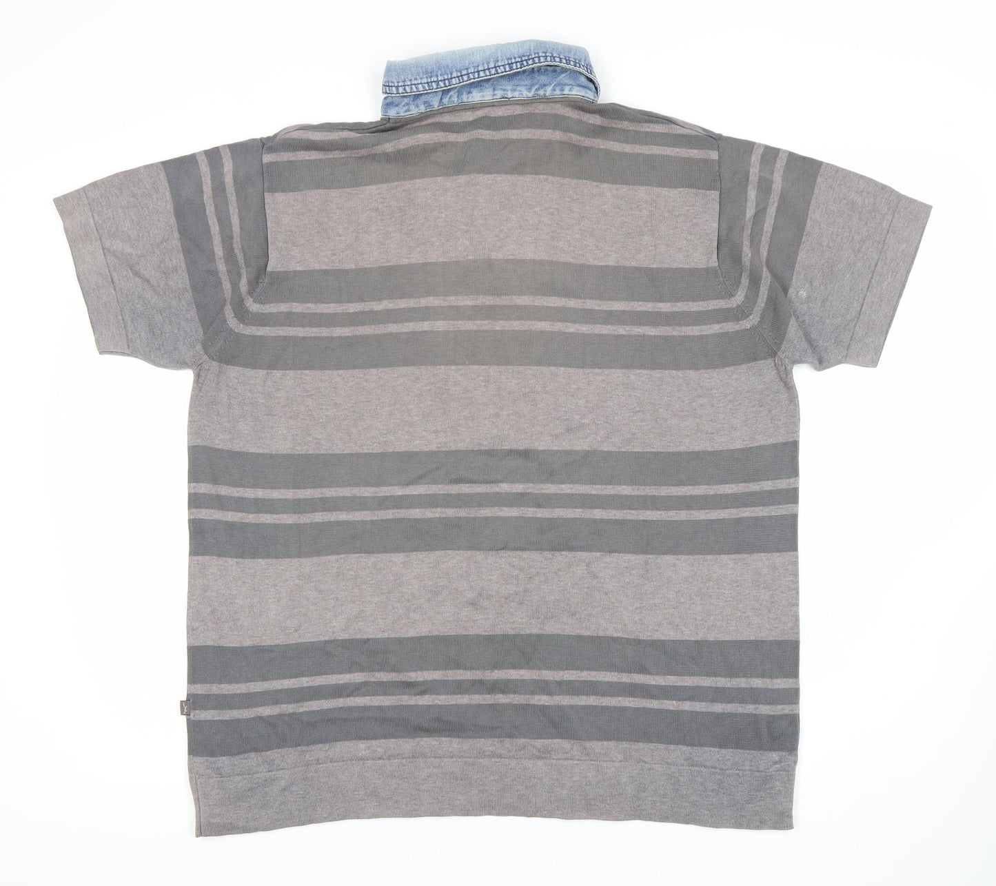 Wolsey Men’s Grey Striped Polo Shirt L Cotton