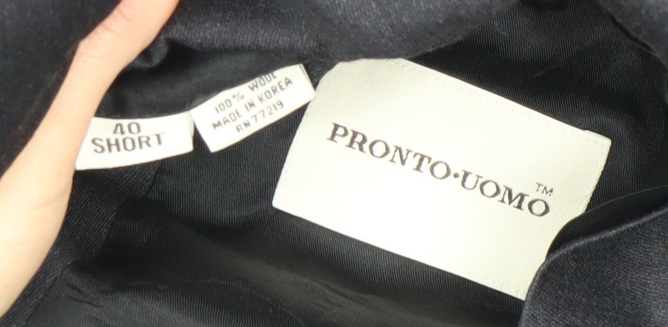 Pronto Uomo Men's Black Wool Blazer Size 40 Short