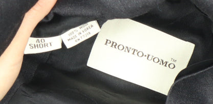Pronto Uomo Men's Black Wool Blazer Size 40 Short