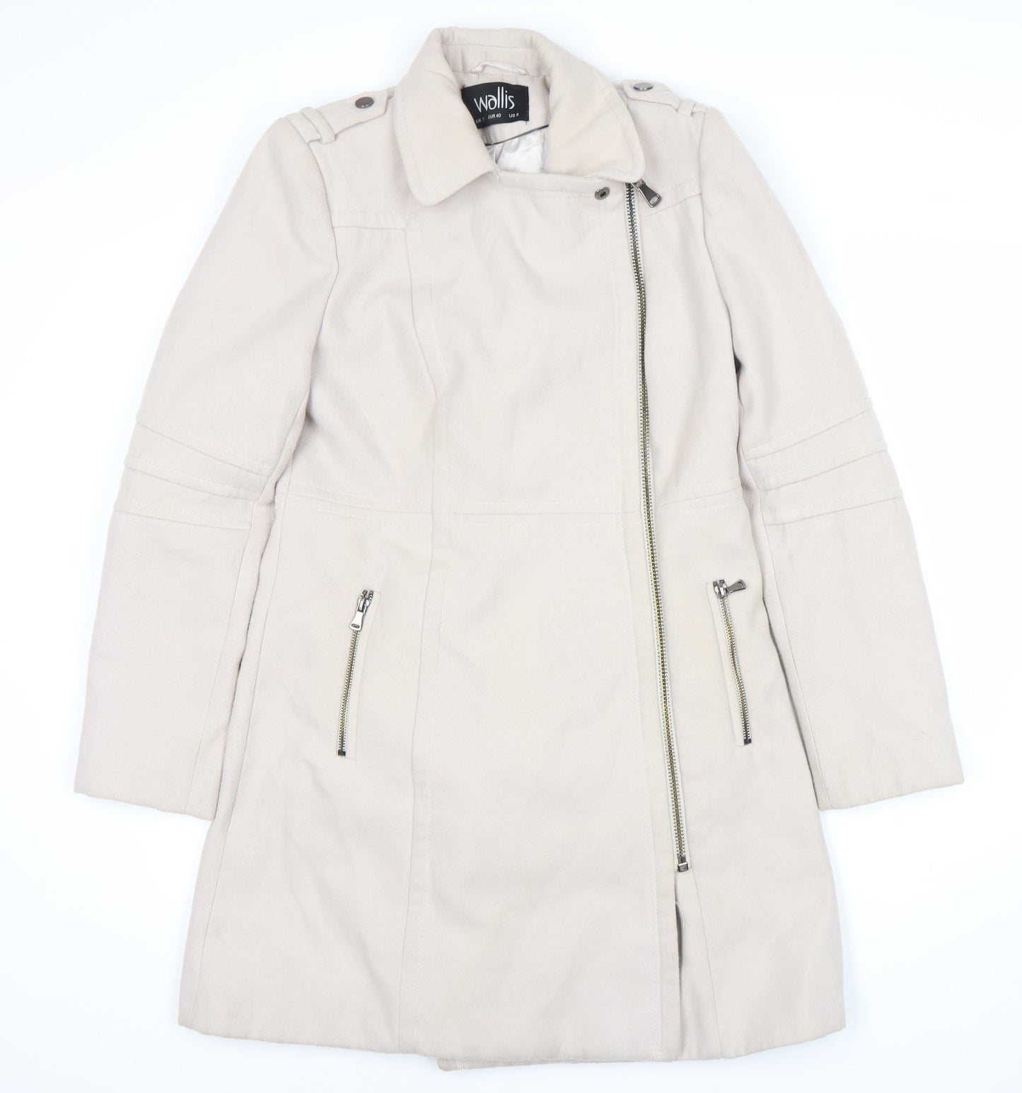 Womens UK Size 12 Wallis Beige Trench Coat