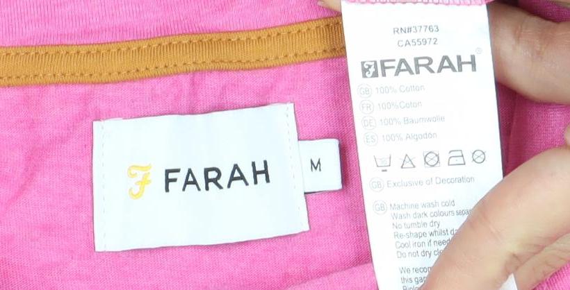 Mens UK Size M Farah Pink  T-Shirt