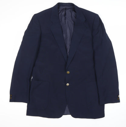 St Michael Men's Blue Long Blazer 42L Polyester Wool