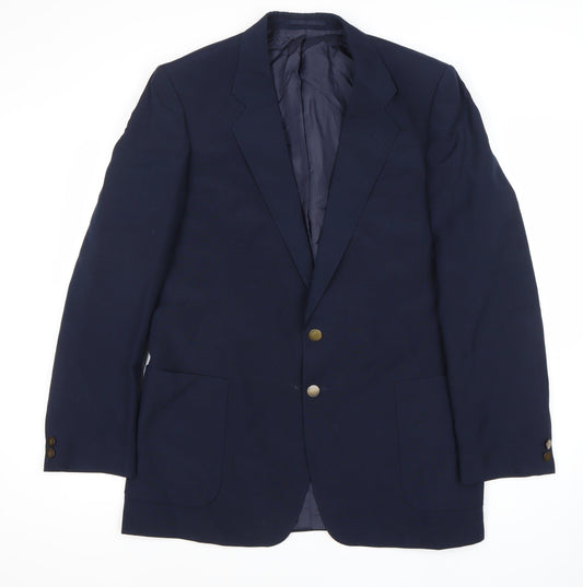 St Michael Men's Blue Long Blazer 42L Polyester Wool