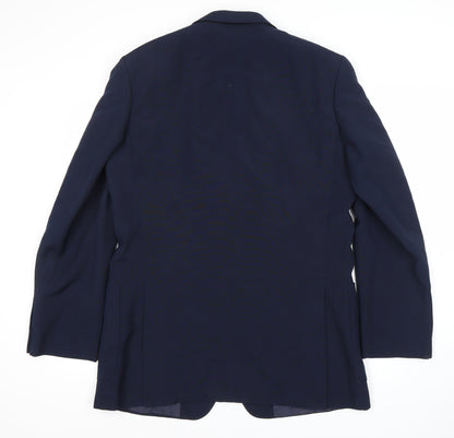 St Michael Men's Blue Long Blazer 42L Polyester Wool