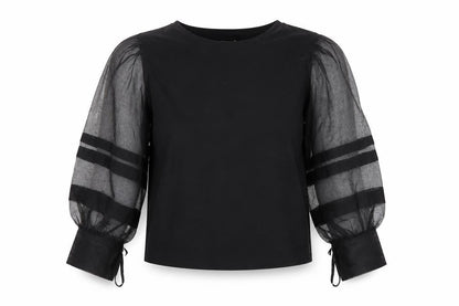MNG Women's Black Balloon Sleeve Blouse Size 12