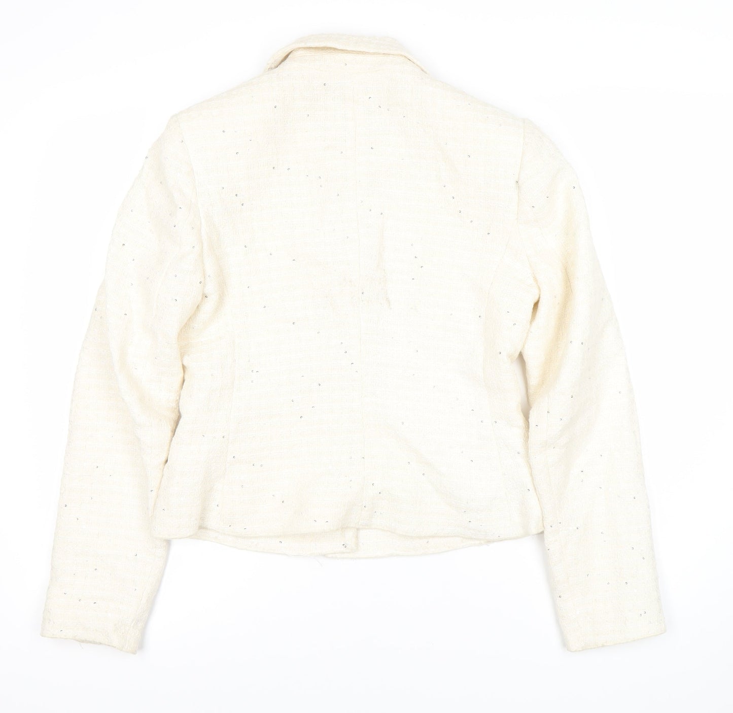 Zara Women's Ivory Bouclé Blazer, Size 12, Lined