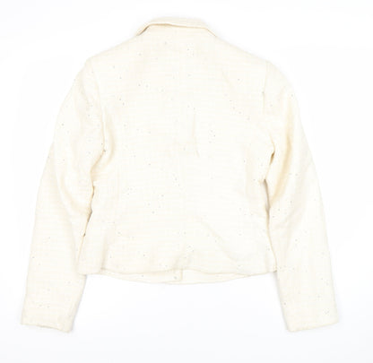Zara Women's Ivory Bouclé Blazer, Size 12, Lined