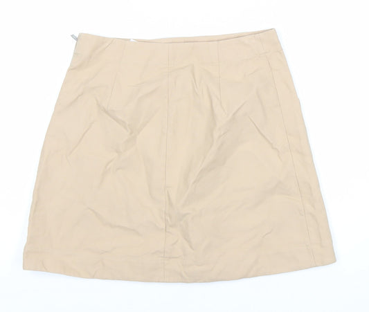 COS Women's Beige Cotton Skirt Size 10 with Pockets
