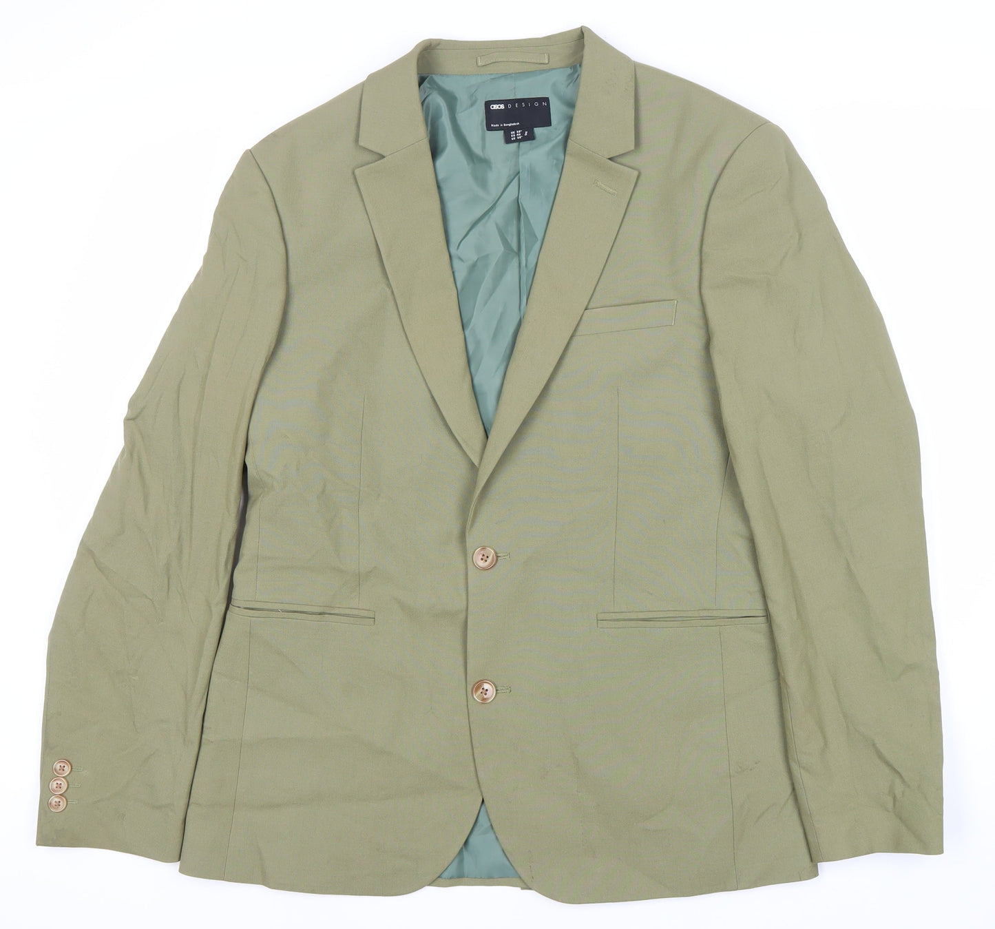 ASOS Men's Green Blazer, Regular Fit, 38, Notch Lapel