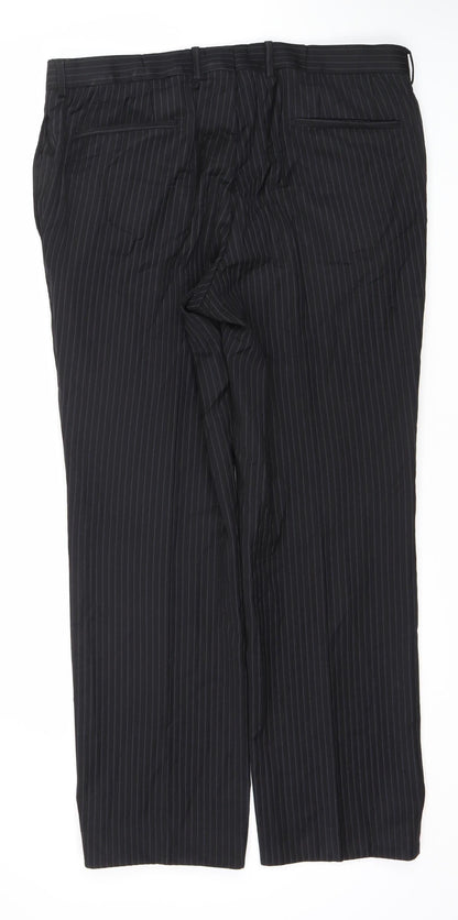 Hugo Boss Men's Black Striped Classic Trousers, Size 54