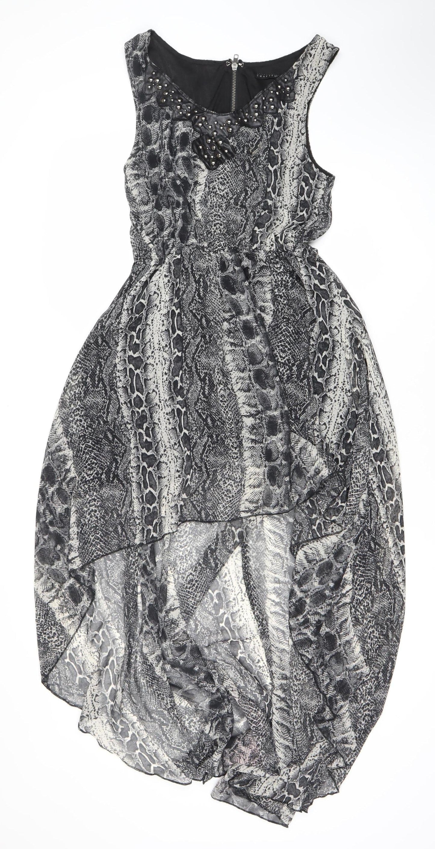 Crafted Women's Black Size 10 Animal Print Dress